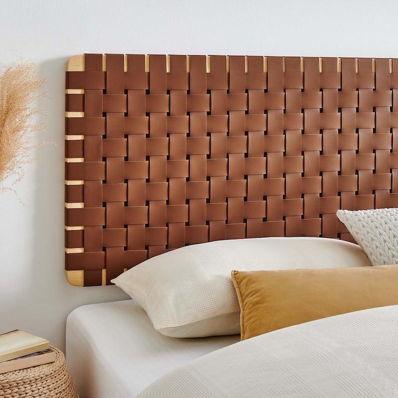 Sparta Wall-Mount Twin/Full/Queen/King Vegan Leather Weave Headboard