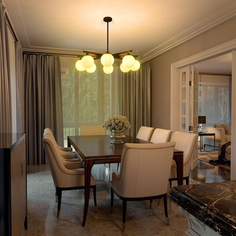 8-Light Modern Linear Chandelier - Gold