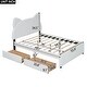 preview thumbnail 13 of 30, Upholstered Platform Bed with Cartoon Ears Shaped Headboard and 2 Drawers