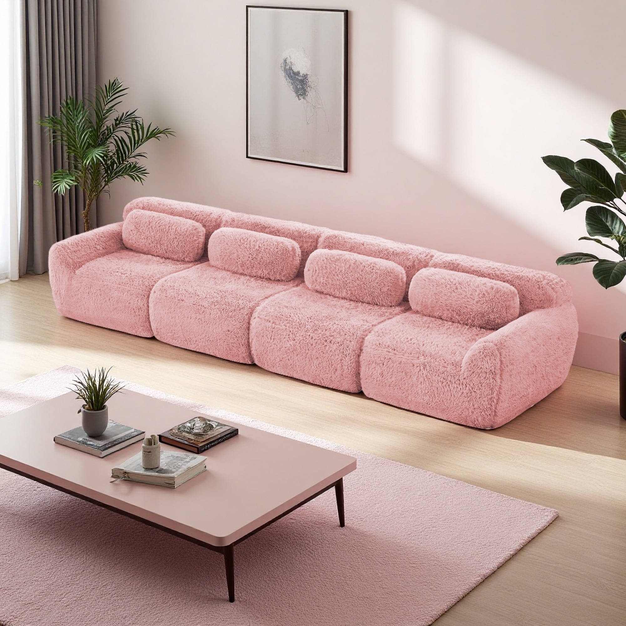 149" Plush Boneless Sofa with Free Combination and 32D High-Density Foam