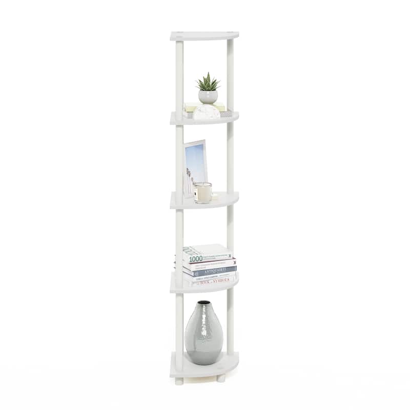 Furinno Turn-N-Tube 5 Tier Corner Display Rack Multipurpose Shelving Unit, Sonoma Oak/White