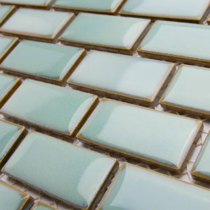 Merola Tile Hudson Subway Mint Green 11-3/4" x 12" Porcelain Floor and Wall Tile