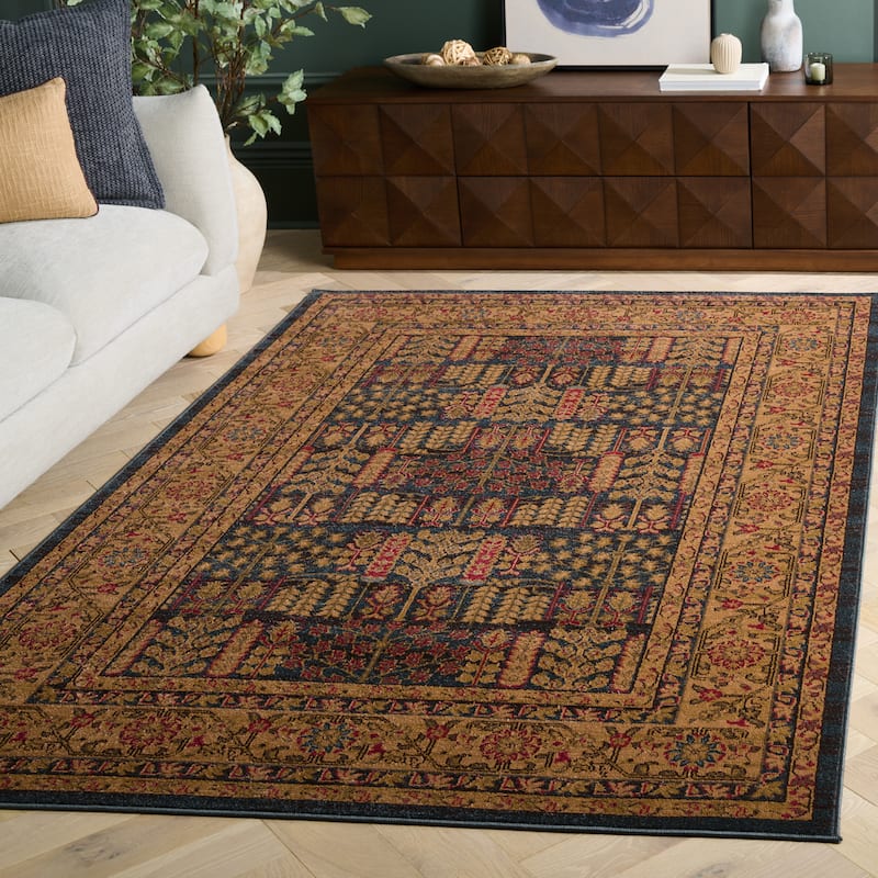 SAFAVIEH Mahal Laurene Traditional Oriental Rug - 4' x 5'7" - Navy/Natural