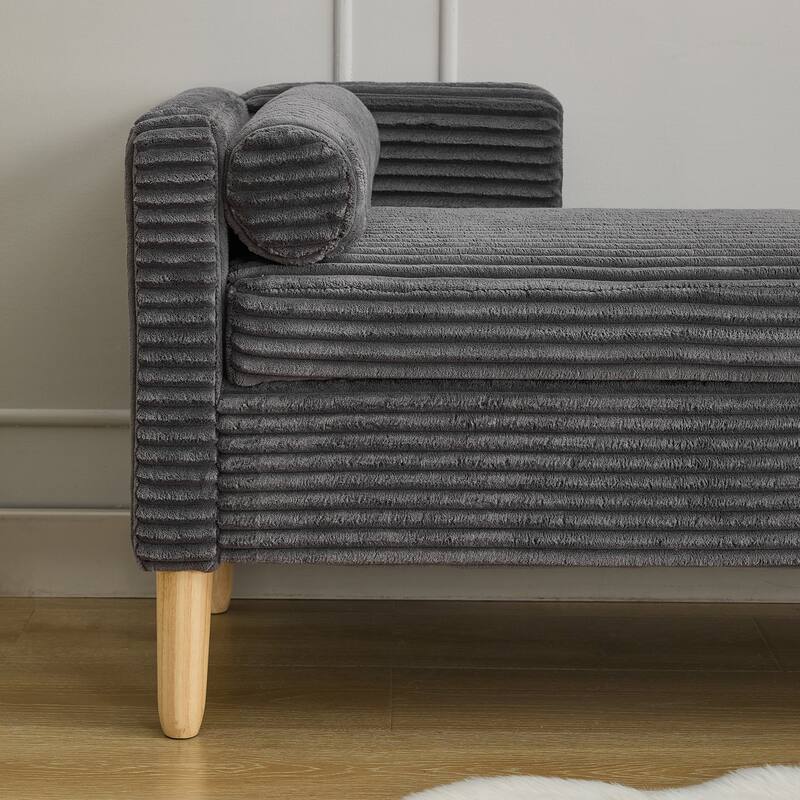 Storage Bench End of Bed Bench with 2 Bolster Pillows, Entryway Bench Leisure Bench Charcoal Vanity Bench