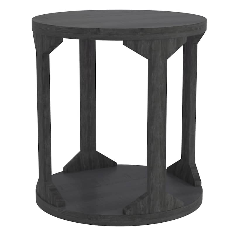 Rustic Modern Solid Wood Accent Table in Distressed Grey