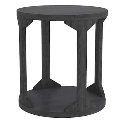 Rustic Modern Solid Wood Accent Table in Distressed Grey