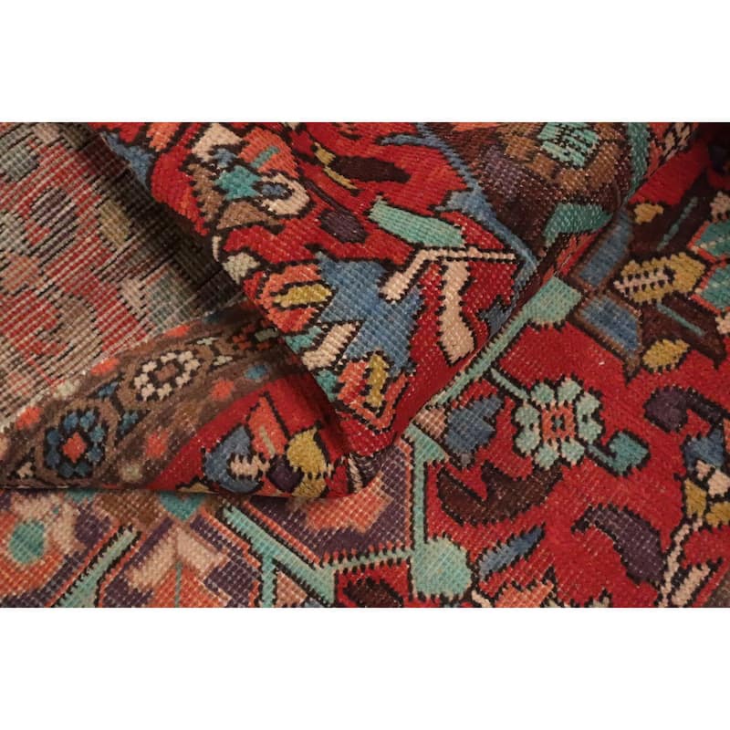 Hand Knotted Oriental 100% Wool Carpet Traditional Floral Red Tabriz Runner Rug - 10' 6'' X 3' 1''