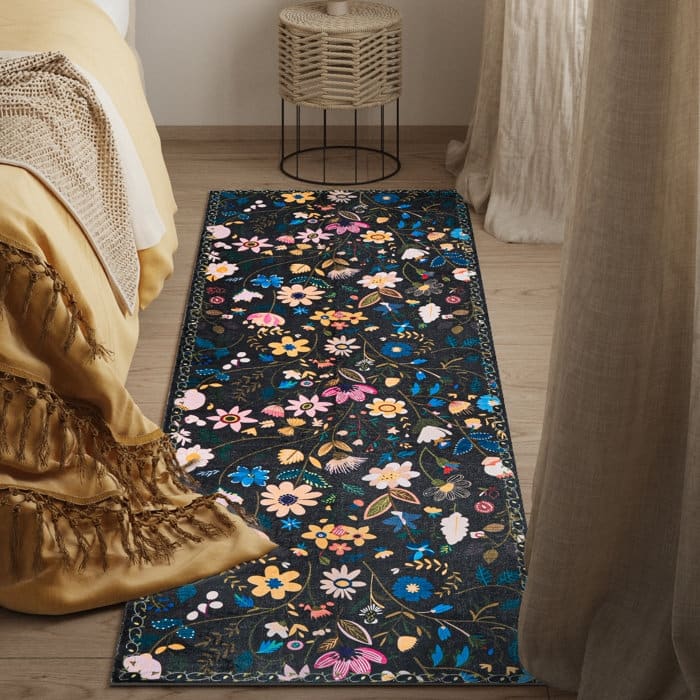 Nature Floral Non-Slip Machine Washable Colorful Modern Area Rug
