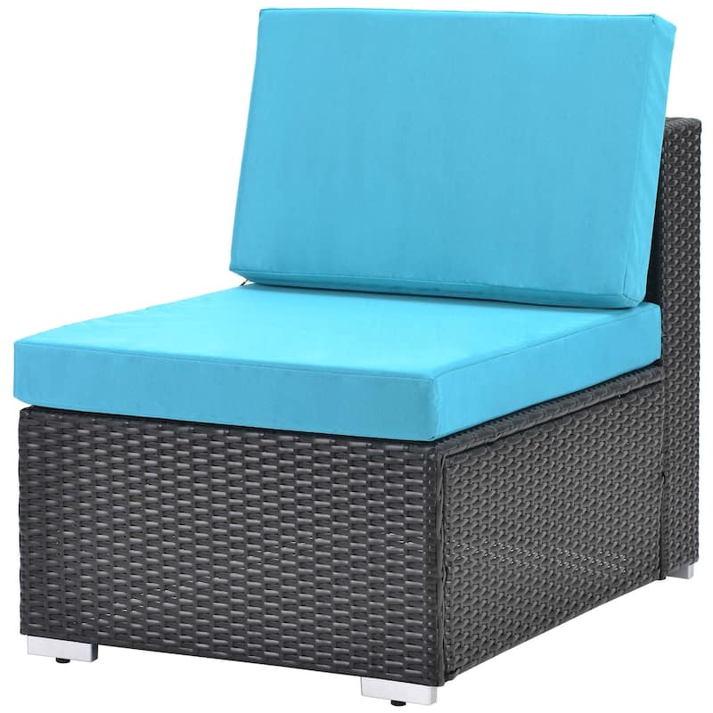 7-piece modern rattan wicker garden outdoor furniture set - Blue