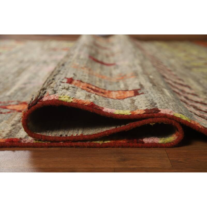 Moroccan Oriental Area Rug Hand-Knotted Tribal Multi-Color Wool Carpet - 6'9" x 9'6"