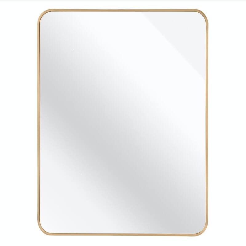 30x40 Inch Gold Metal Framed Rectangular Bathrrom Mirror for Wall