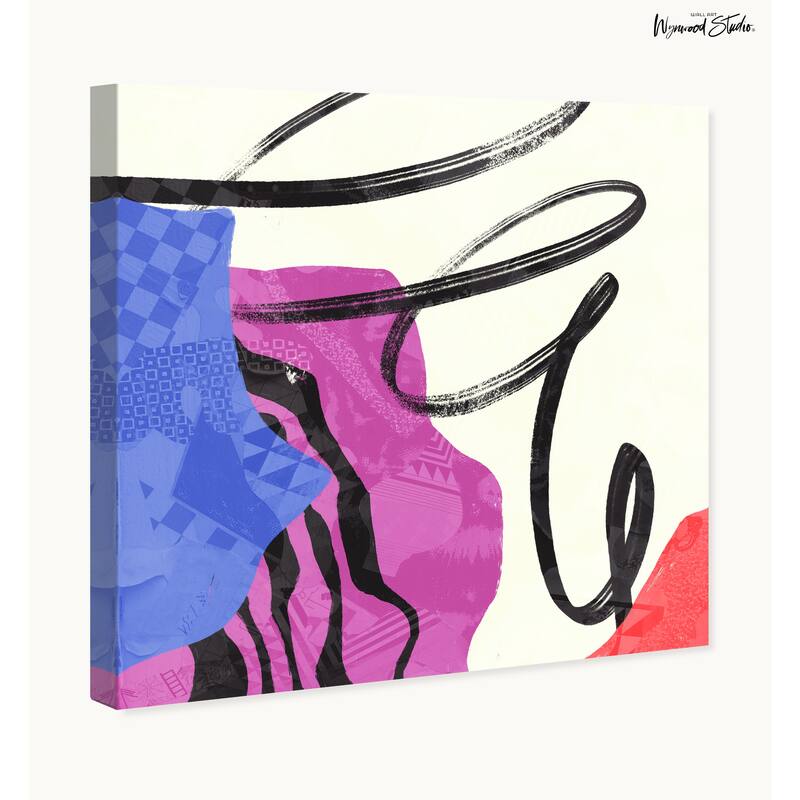 Wynwood Studio Canvas Abstract Swirl and Collage Purple Modern & Contemporary Wall Art Canvas Print