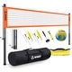 preview thumbnail 2 of 13, Portable Professional Outdoor Volleyball Net Set with Adjustable Aluminum Poles, Winch System, Pump Orange