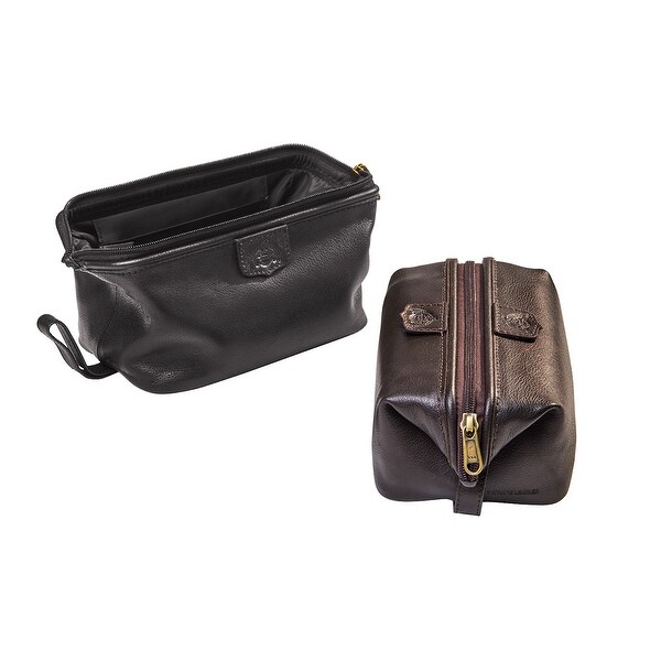men's leather shaving kit bag