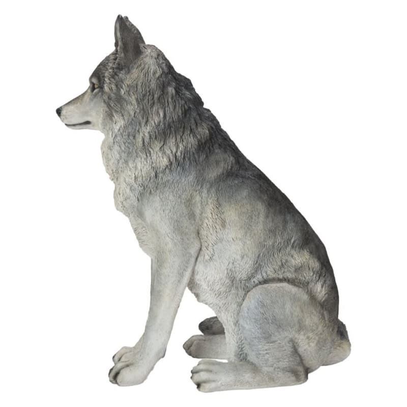 21.75" Sitting Wolf Outdoor Garden Statue