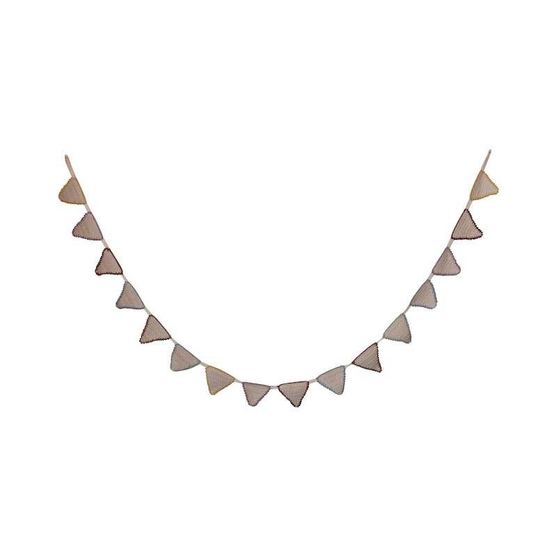 Hand-Woven Cotton Crocheted Pennant Garland - 72.0"L x 3.6"W x 0.1"H - 72.0"L x 3.6"W x 0.1"H - Multi