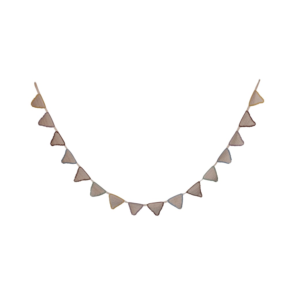 Hand-Woven Cotton Crocheted Pennant Garland - 72.0"L x 3.6"W x 0.1"H - 72.0"L x 3.6"W x 0.1"H