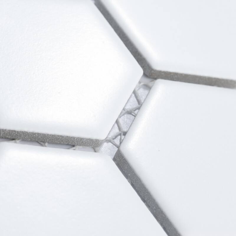 Merola Tile Hudson Due 2" Hex Matte White 10-7/8" x 12-5/8" Porcelain Mosaic Floor and Wall Tile