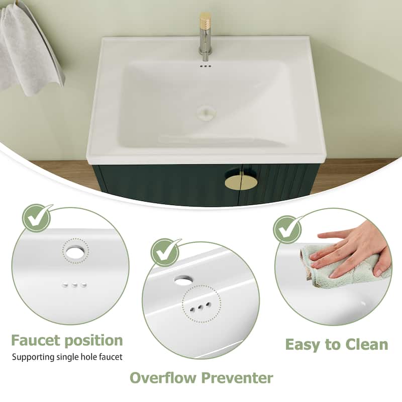 28" Floating Bathroom Vanity with Sink,Wall Mounted Bathroom Vanity with Soft Close Door