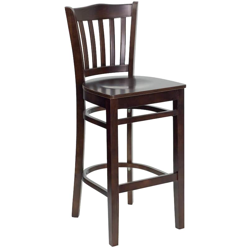 2Pk Vertical Slat Back Wood Restaurant Barstool - Hospitality Seating