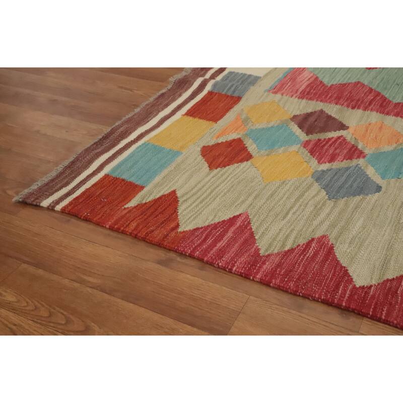 Hand Woven Southwestern Wool Multi-Colored Geometric Area Rug - 10' 0'' X 8' 2''