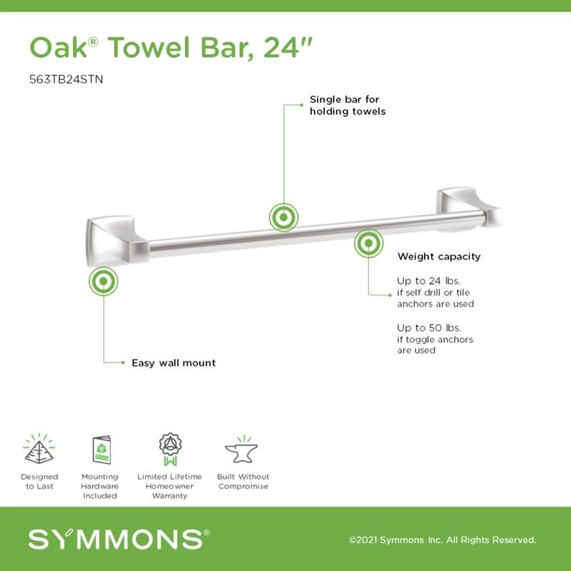 Symmons 563TB24 Oak 24" Towel Bar - Matte Black