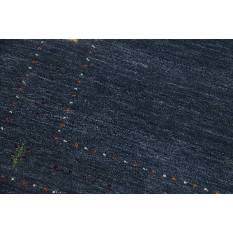 Navy Blue Tribal Gabbeh Square Area Rug Handmade Tribal Carpet - 5' 9'' X 5' 10''