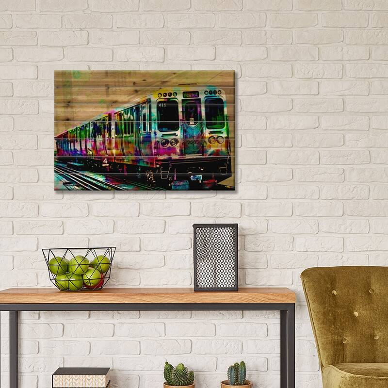 Pop El Print On Wood by Unknown Artist - Multi-Color