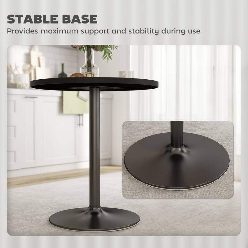 HOMCOM Round Dining Table for 2-4 People, Modern Kitchen Table with Wood Grain Top and Round Base for Dinning Room