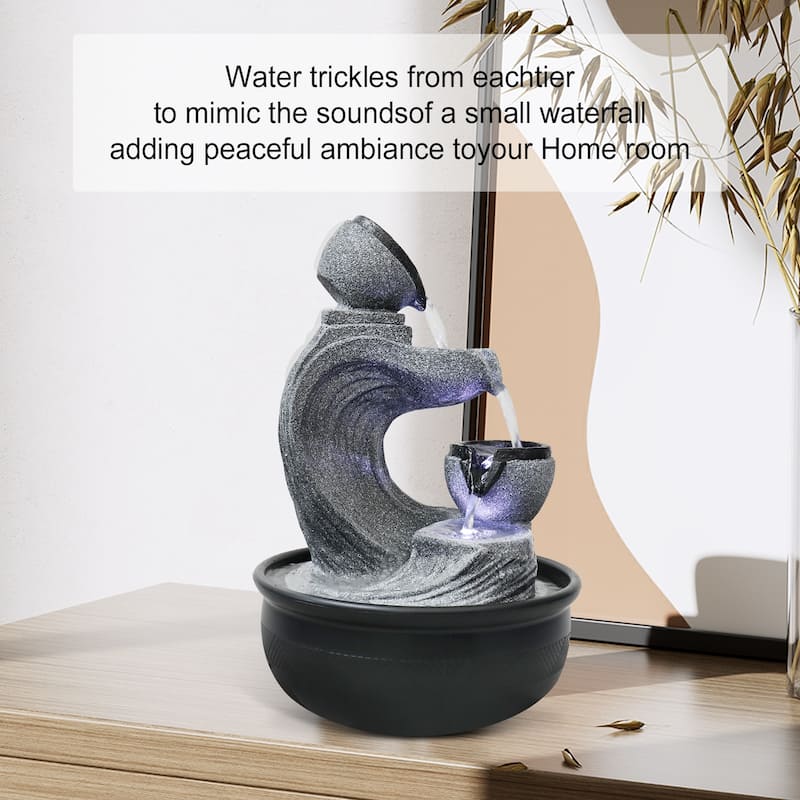 15.7"H Indoor Relaxation Tabletop Water Fountain Feature Desktop Waterfall Fountains
