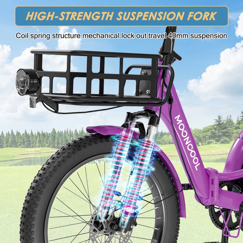 DoCred Electric Folding Tricycle for Adult with Front and Rear Baskets