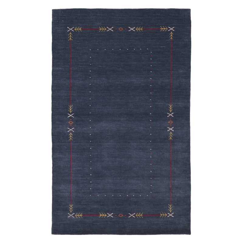 ECARPETGALLERY Hand Loomed Kashkuli Gabbeh Navy Wool Rug - 4'11 x 7'10