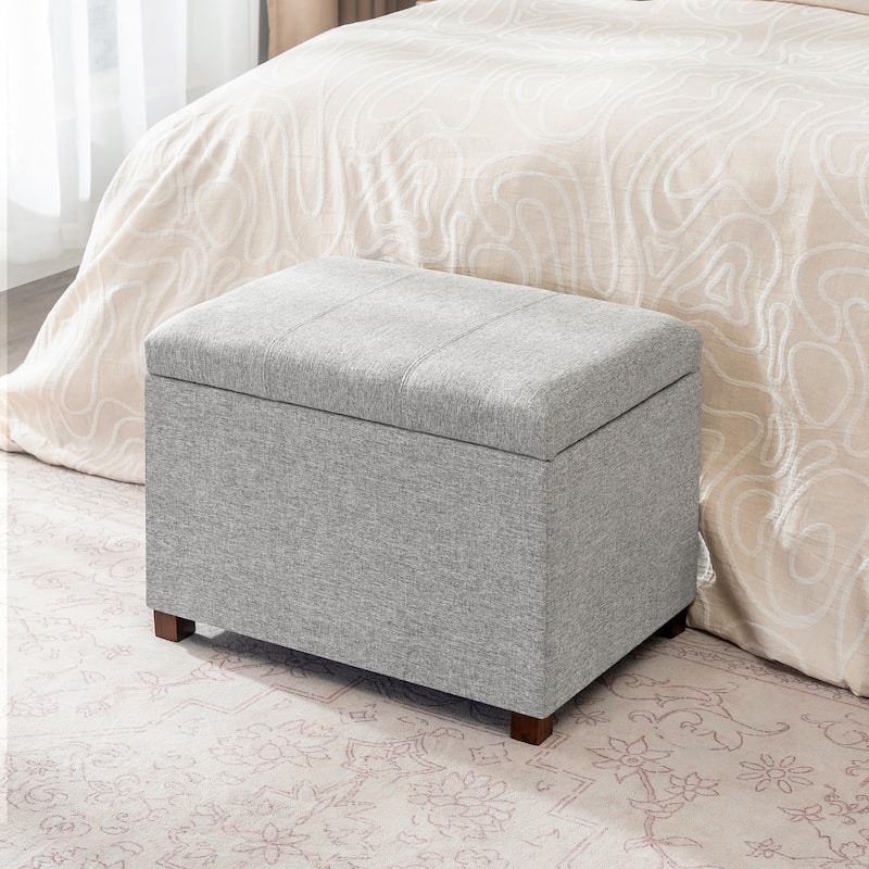 Adeco Faux Leather Storage Ottoman for Living Room Footstool