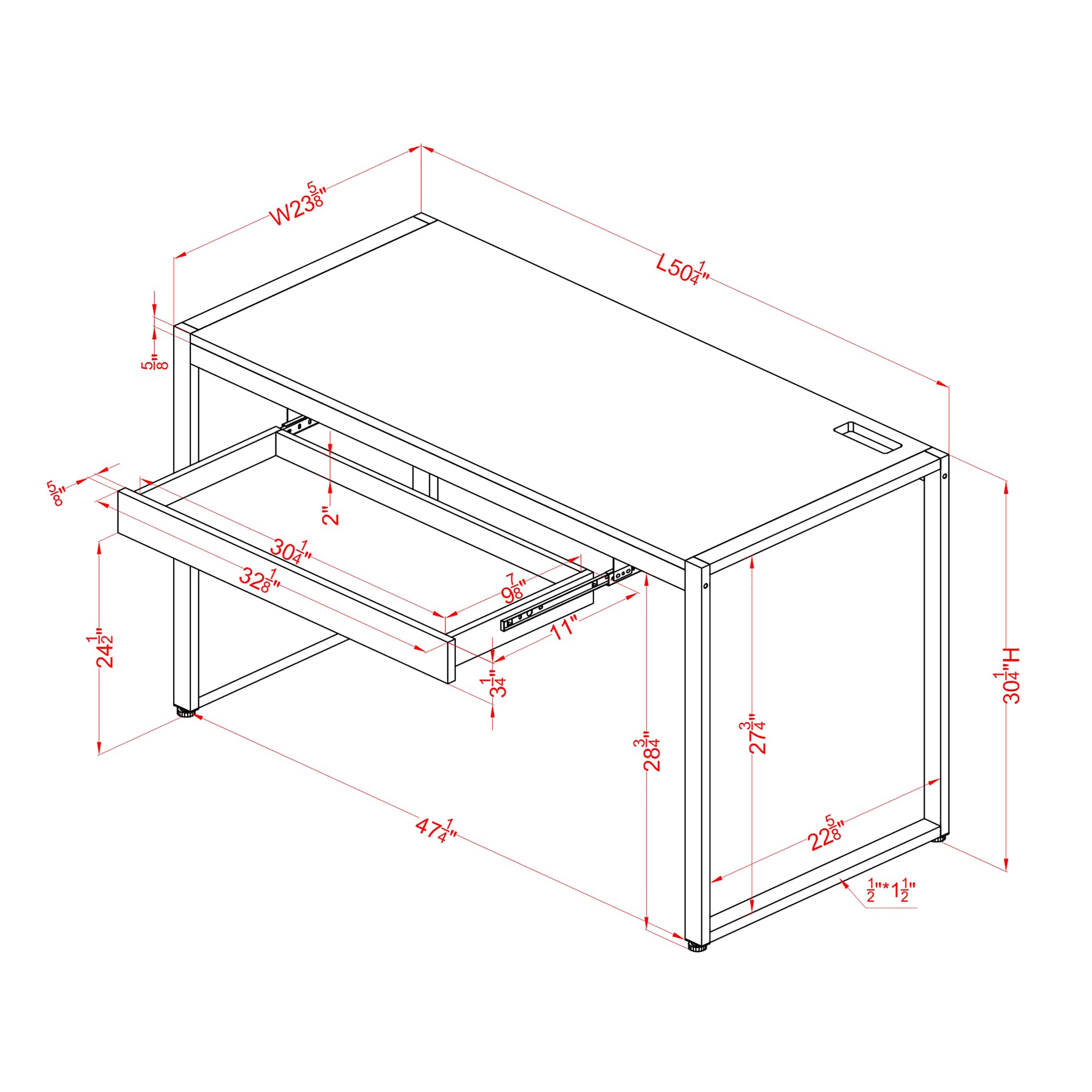 50 inch wide computer outlet desk