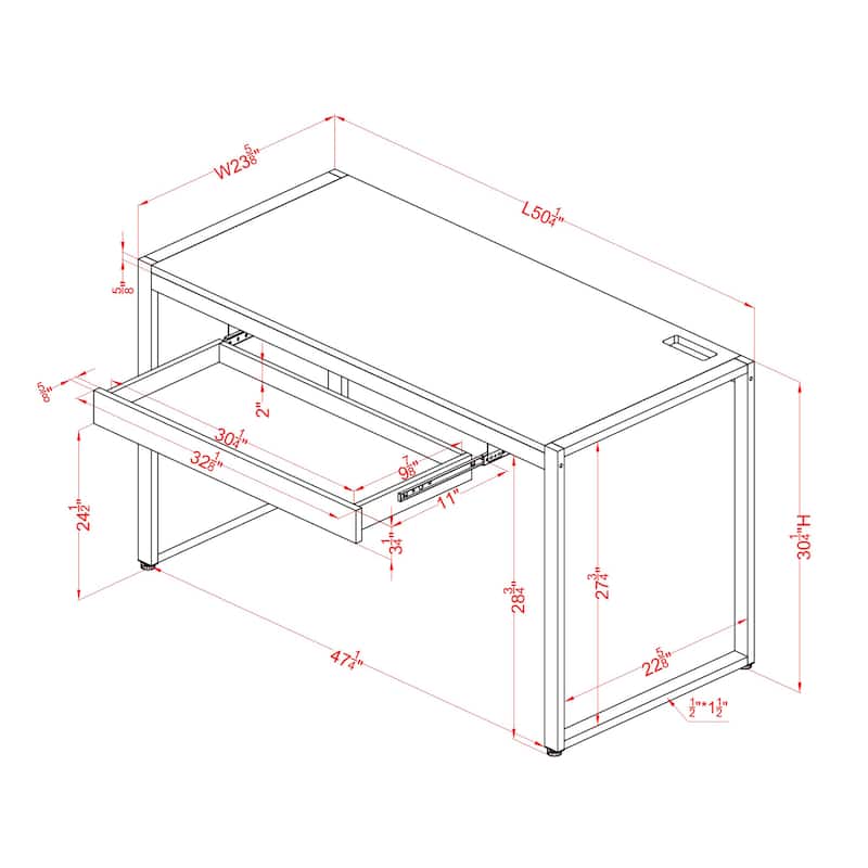 Contemporary 50-inch Steel Computer Desk with USB Ports by Furniture of America