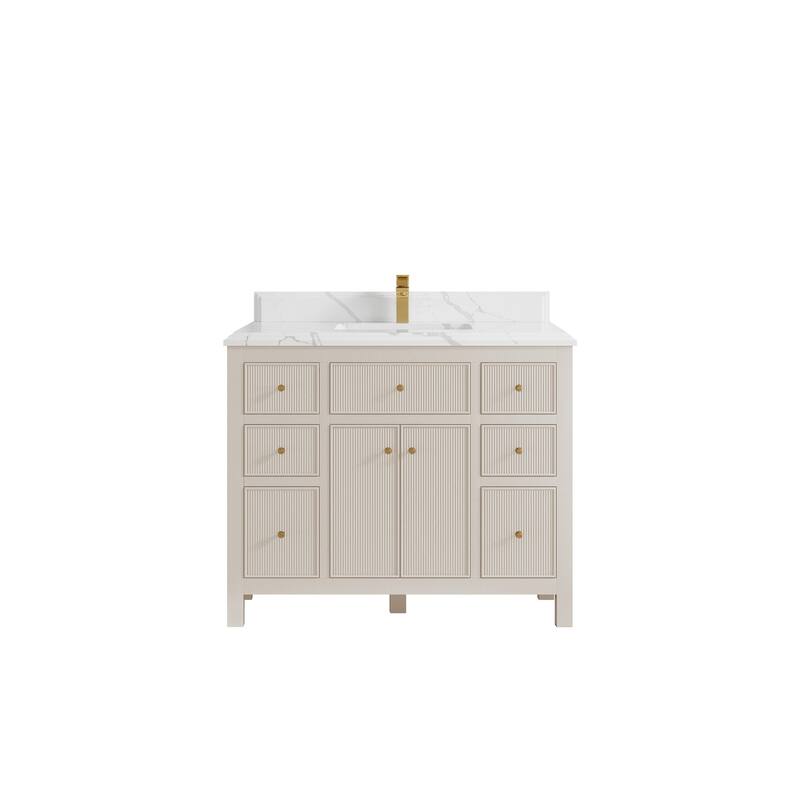 Willow Collections 42 in W x 22 in D Sonoma Free Standing Reeded Single Sink Bathroom Vanity with Countertop