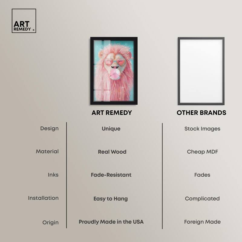 Pastel Lion Bubblegum Shadowbox by Art Remedy