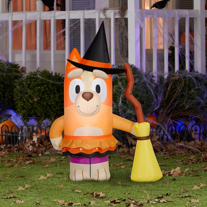 Gemmy Halloween Inflatable Bingo in Witch Costume (Bluey), 3.5 ft Tall