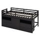 preview thumbnail 26 of 33, Twin Size Loft Bed for Kids, Wooden Loft Bed with 4 Storage Drawers, Cabinet, Shelves, Low Loft Bed Frame with Safety Guardrails