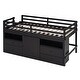 preview thumbnail 3 of 12, Wooden Twin Size Loft Bed with 4 Storage Drawers, Underneath Cabinet and Shelves