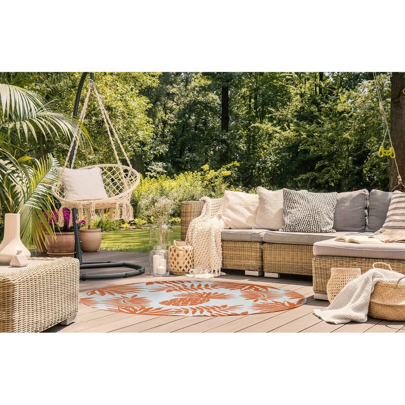 Pineapple Leaves Spring Chenille Indoor/Outdoor Rug