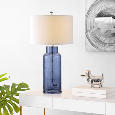 SAFAVIEH Lighting 29-inch Blue Bottle Glass Table Lamp (Set of 2) - 15.5"x15.5"x29"
