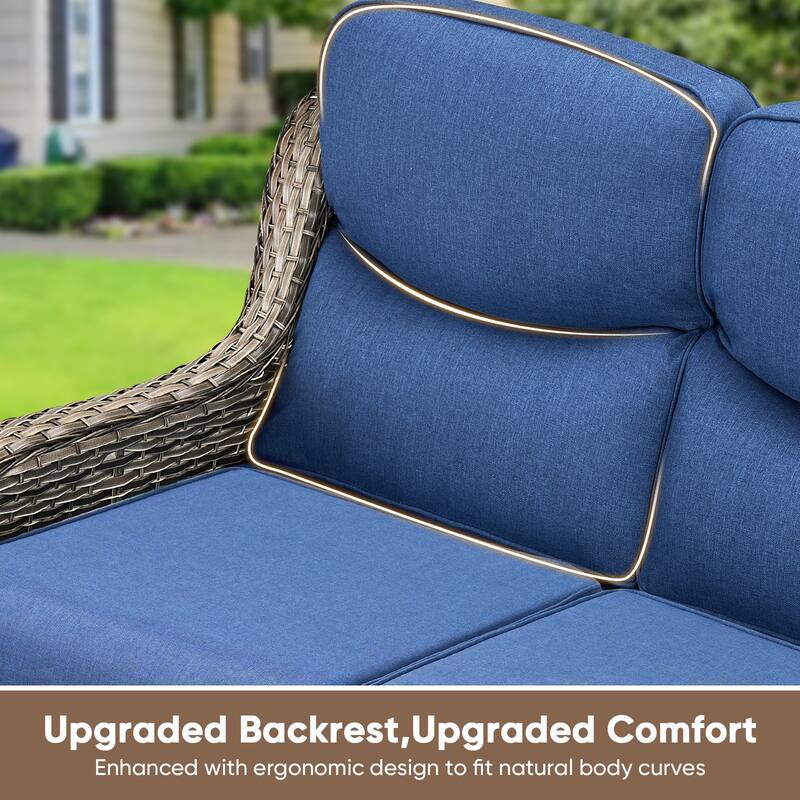 Pocassy Outdoor Fire Pit Sofa Swivel Chairs Conversation Set