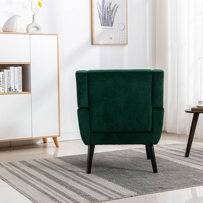 Soft Velvet Accent Chair With Padded Seat and Curved Back