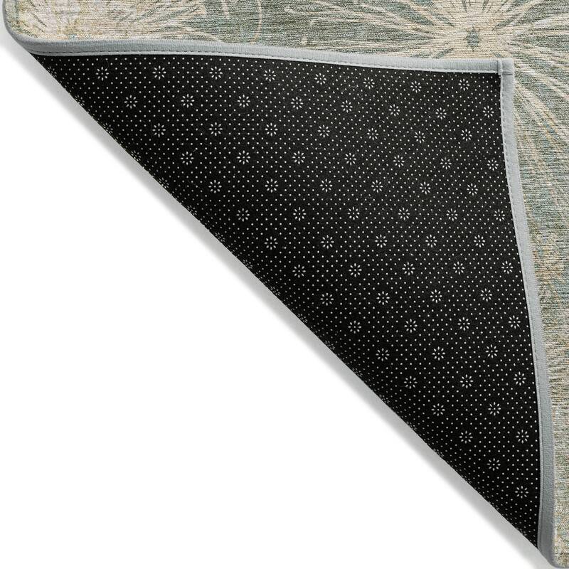 Machine Washable Indoor/ Outdoor Floral Geo Chantille Rug