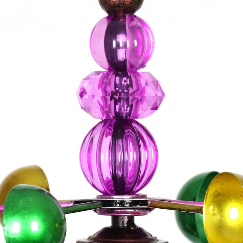 Exhart Three Tier Wind Spinner Garden Stake with Glass Crackle Balls, 14 by 48 Inches