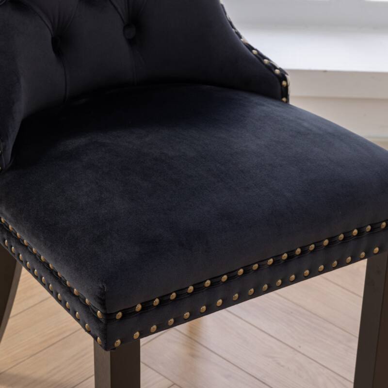 High-end Tufted Solid Wood Contemporary Velvet Upholstered Dining Chair,SET OF 2