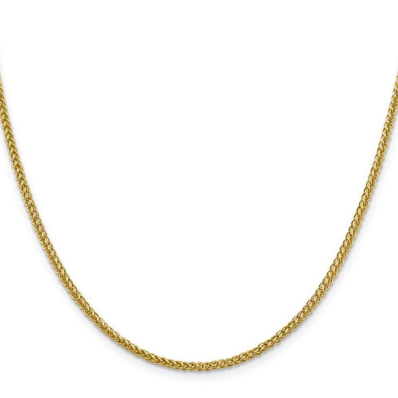 Curata 14k Yellow Gold 2.35mm Semi-solid Triple-wire Wheat Chain Necklace Options: 16 18
