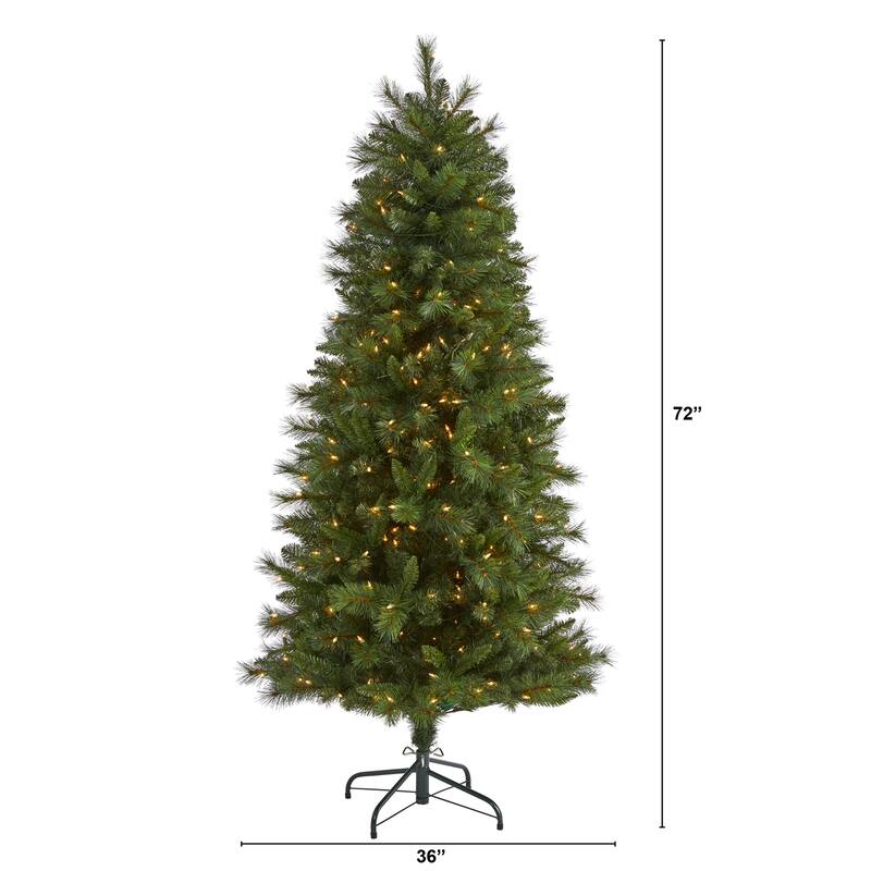 6' Pre-Lit Slim West Virginia Pine Artificial Christmas Tree, Clear Incandescent Lights - 6 Foot