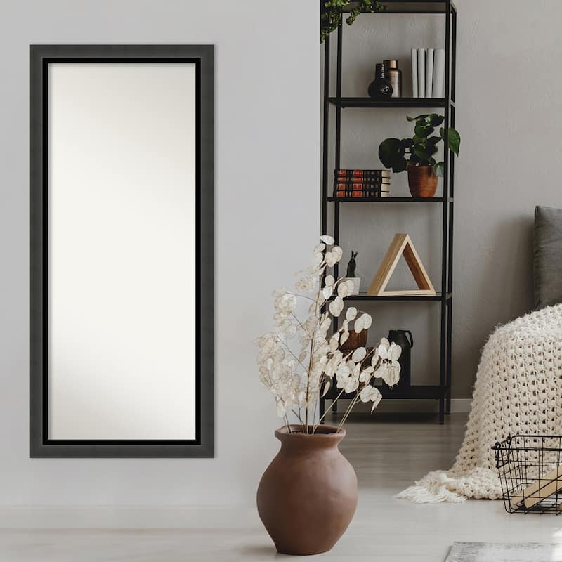 Non-Beveled Wood Full Length Floor Leaner Mirror - Tuxedo Black Frame - Tuxedo Black - Outer Size: 29 x 65 in